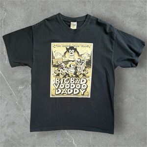 Gildan T Shirt Mens Large Black Big Bad Voodoo Daddy "The Zany‎ Woop Woop"